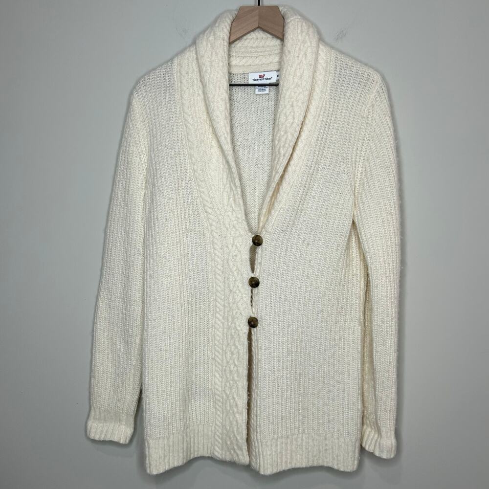 Vineyard Vines Cardigan Sweater Size M Shawl Neck Merino Wool Alpaca Blend